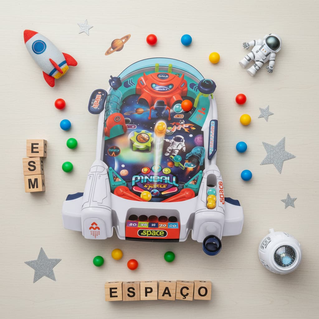 Jogo Pinball Infantil Mesa Game Space com Bolinhas Brinquedo Educativo Menino Menina Presente