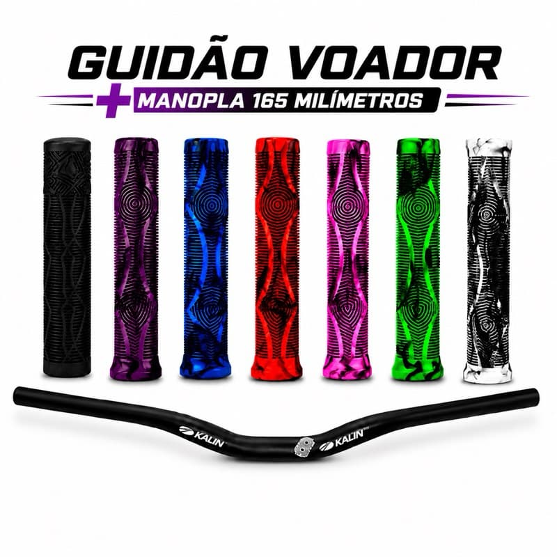 Guidão Voador Kalin 31.8 80cm + Manopla Gios Silicone 165mm MTB Bike