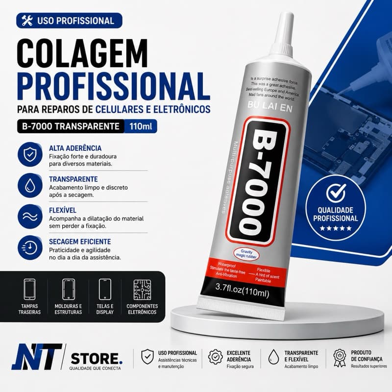 Cola B7000 Transparente 110ml Para Tela Tampa Traseira e Reparo de Celular