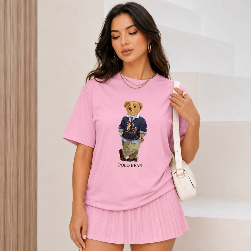 Blusa Feminina Oversized Basica Rosa Manga Curta Algodão Premium