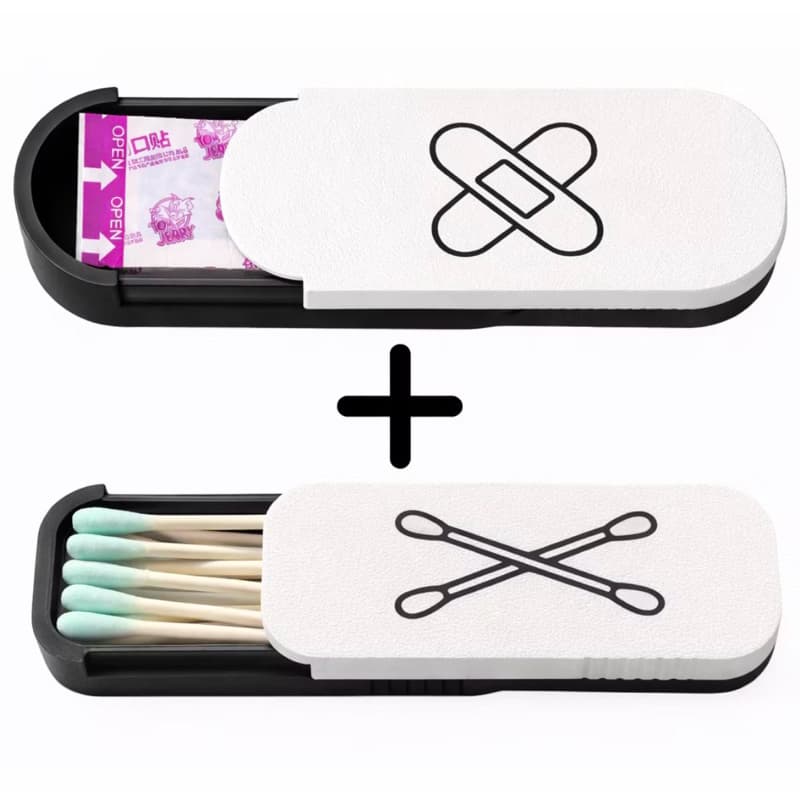 Kit Porta Curativos Band-Aid + Porta Cotonetes Organizadores Portáteis ideal Malas Bolsa para Viagem