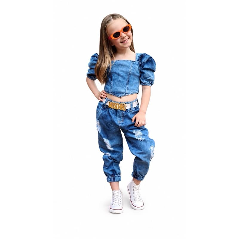 Calça joguer jeans blogueirinha com elástico