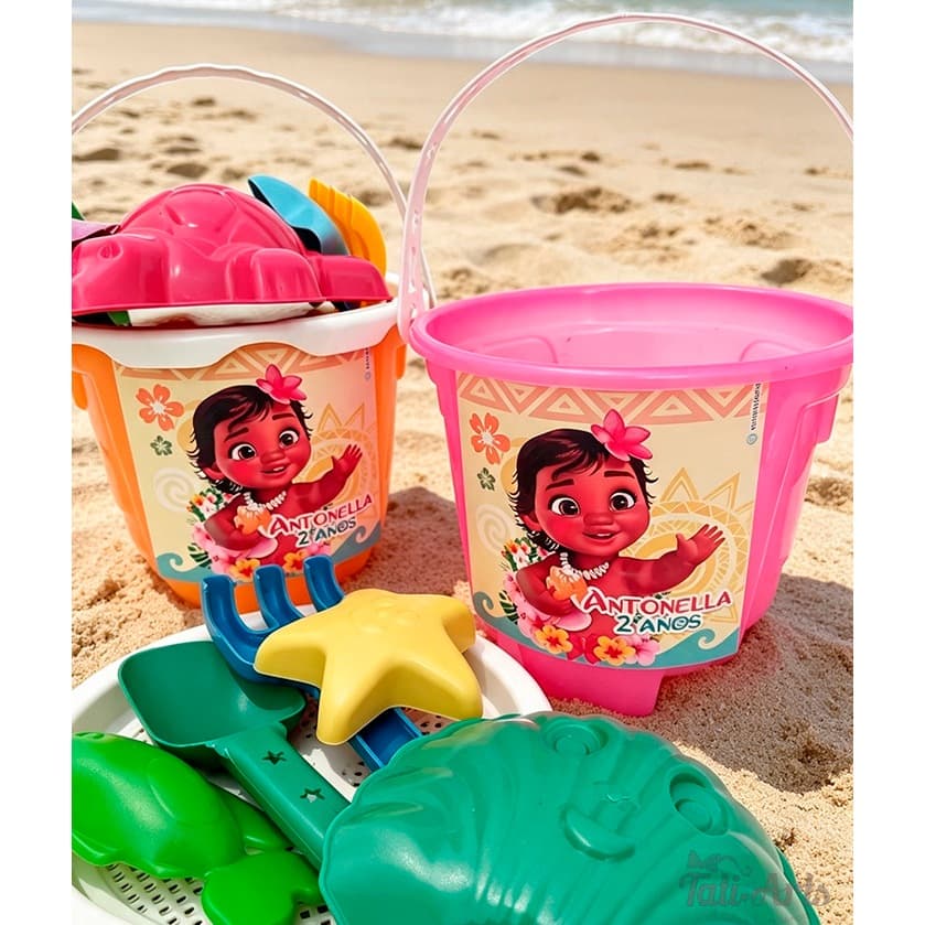 14 Kits Balde de Praia - Moana Baby | Baldinhos de Praia PERSONALIZADO | Tema da sua festa | Lembrancinha Personalizada