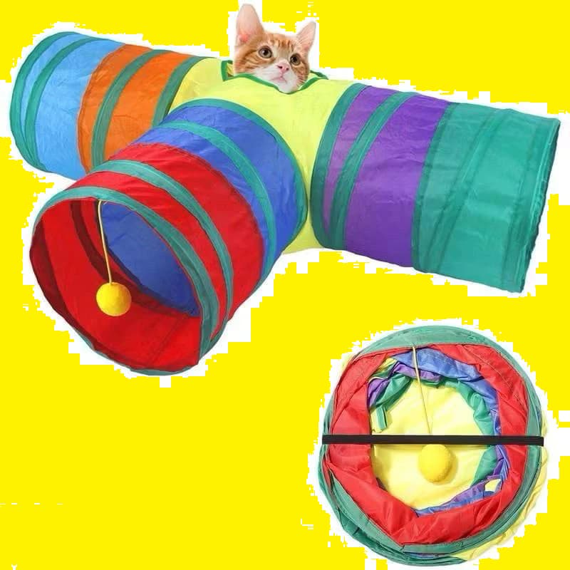 Tunel Colorido Interativo Gatos Brinquedo Divertido Estimulante Formato T