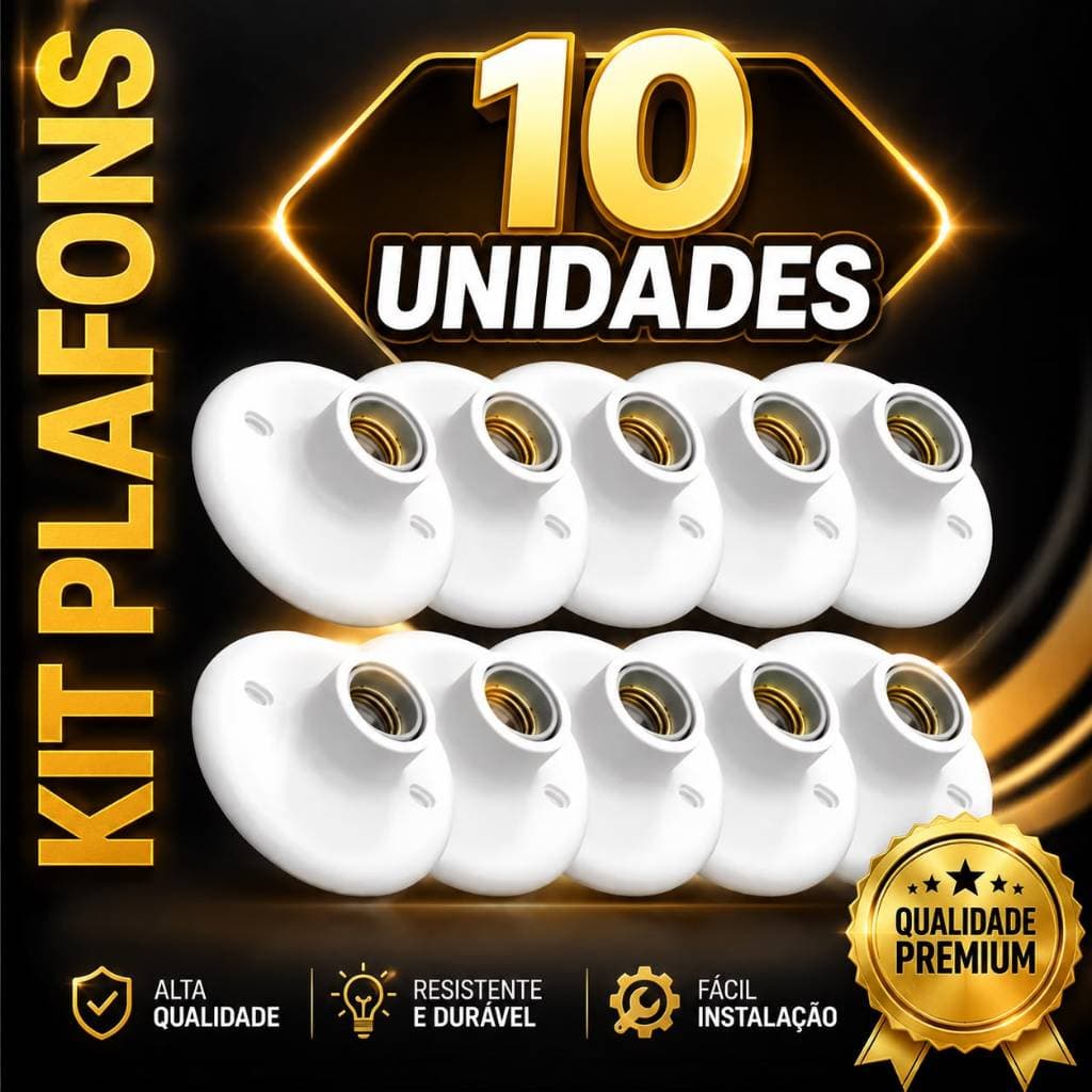 Kit Luminária Plafon Plafonier Bocal E-27 03/06/10 Und Redondo para Lâmpada110/220  Teto Parede