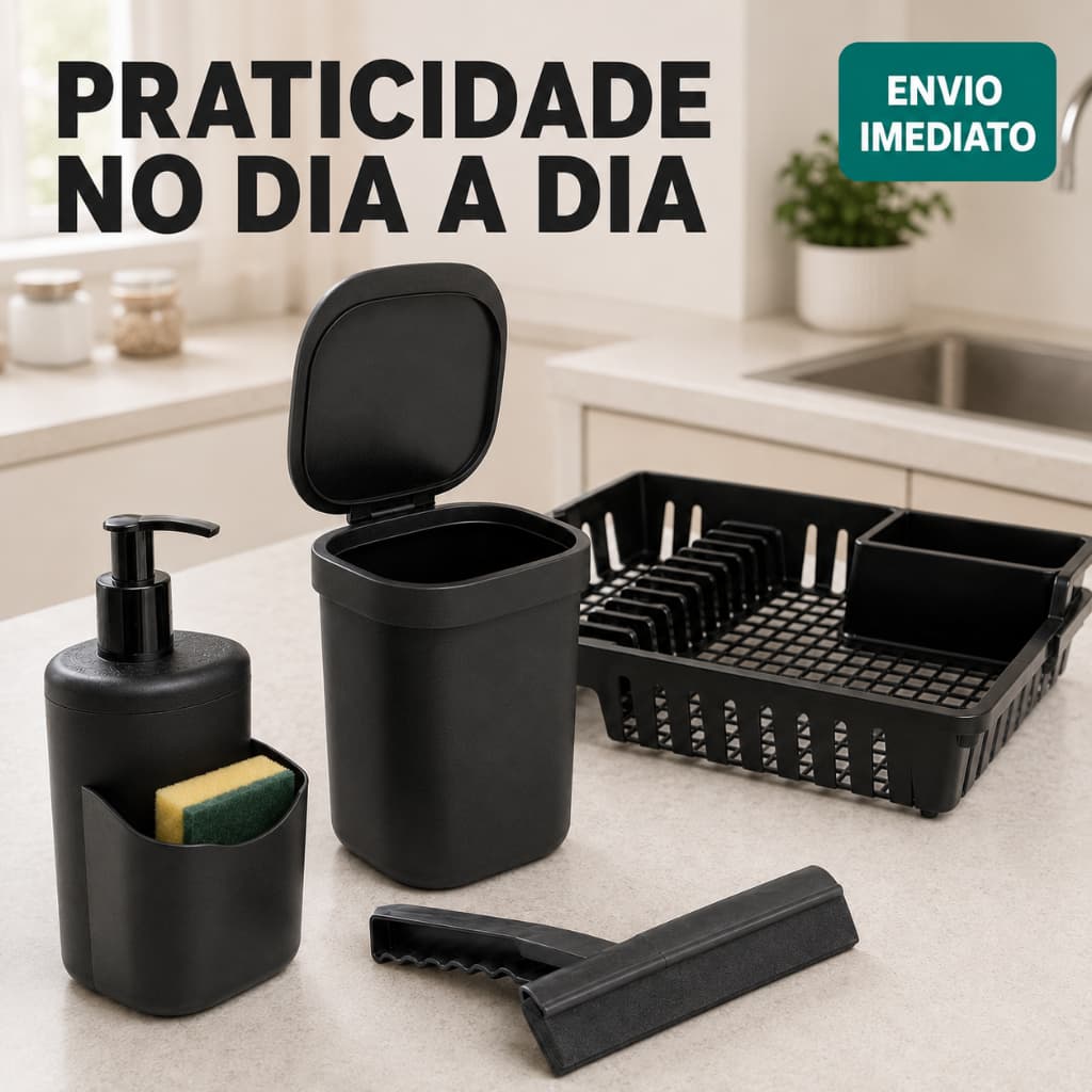 Porta Detergente Com Pump Dosador e Compartimento Para Esponja Design Moderno