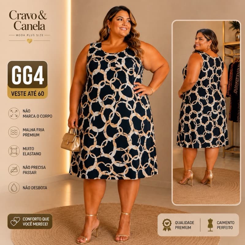 Vestido Regata Plus size GG4 Soltinho Confortável Vestidos tamanho extra grande 54 ao 60