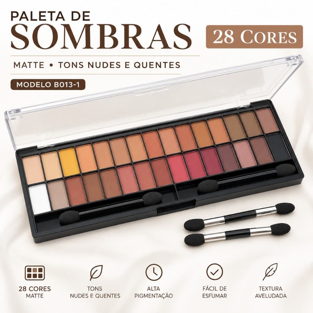 Paleta de Sombras Belle Angel 28 Cores Nude - Cores Neutras para Looks Versáteis e Naturais B013-1