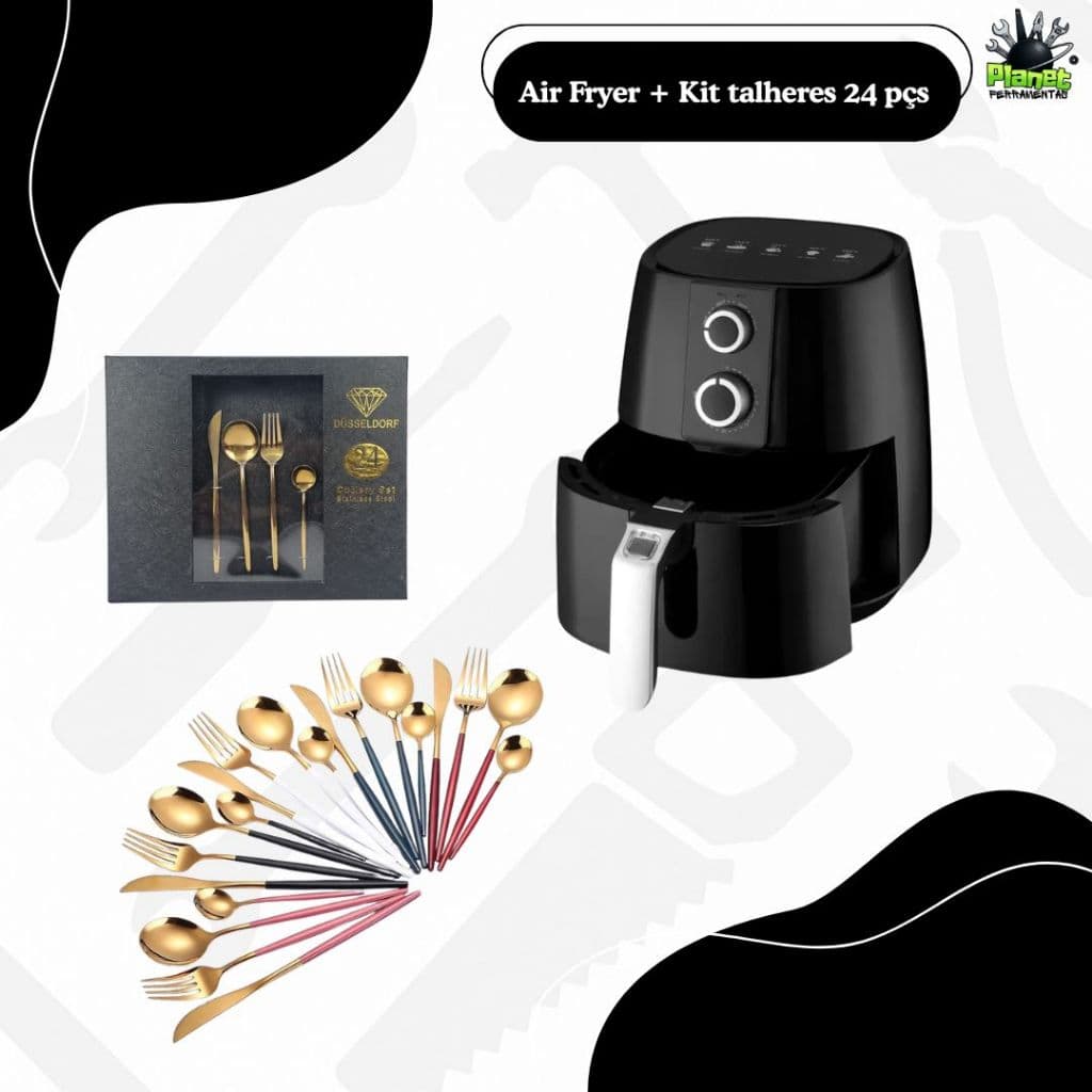 AIR FRYER FRITADEIRA ELETRICA NAKASAKI 1700W COM LINDO JOGO DE TALHER 24 PEÇAS
