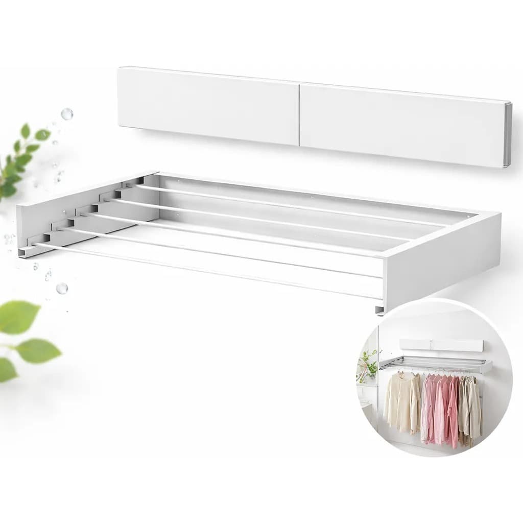 Varal De Parede Invisível Branco /5 Grades /Pratico/Dobrável/Moderno