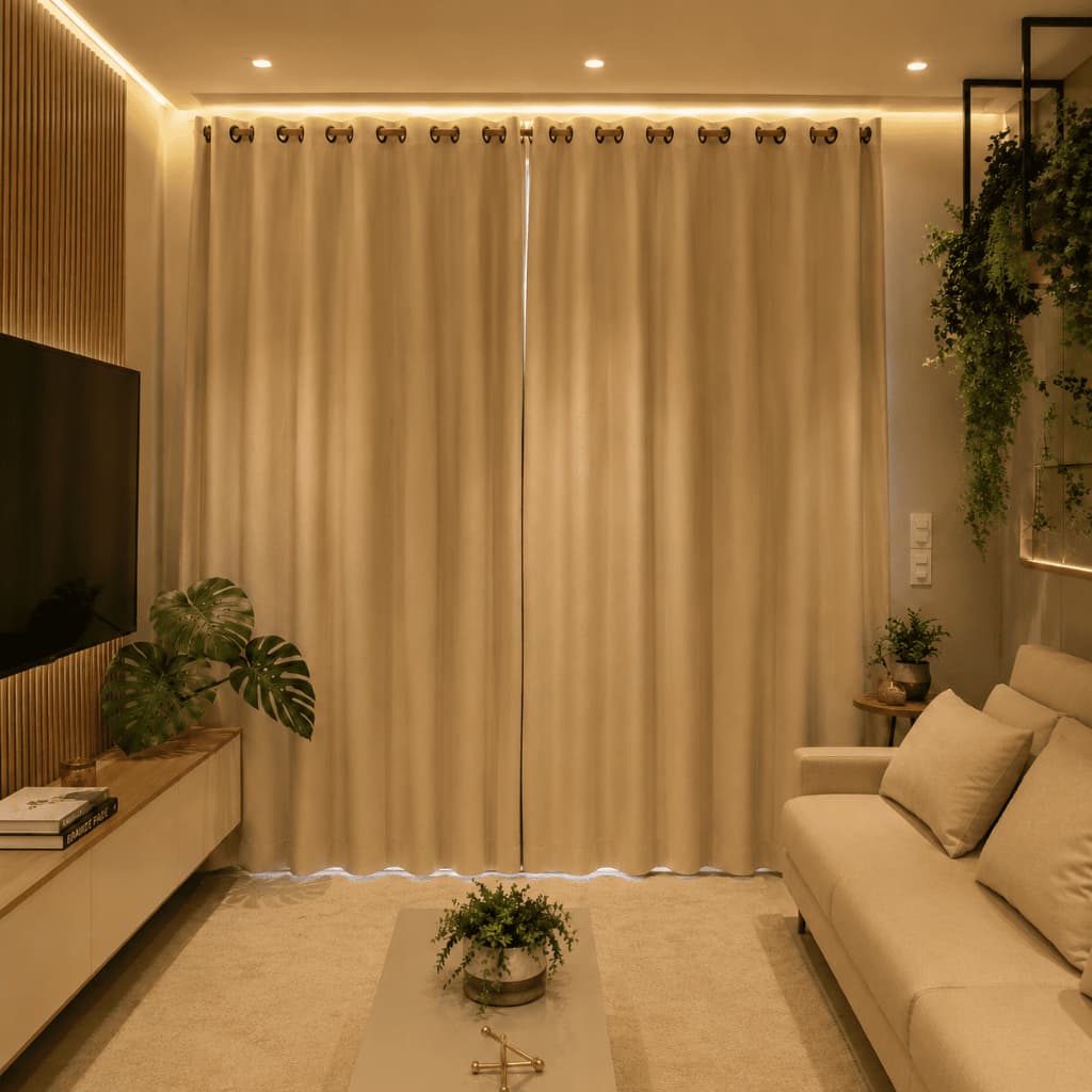 Cortina Blackout Quarto Sala PVC Corta Luz 100% Impermeável Ilhós Anti Calor Decoração