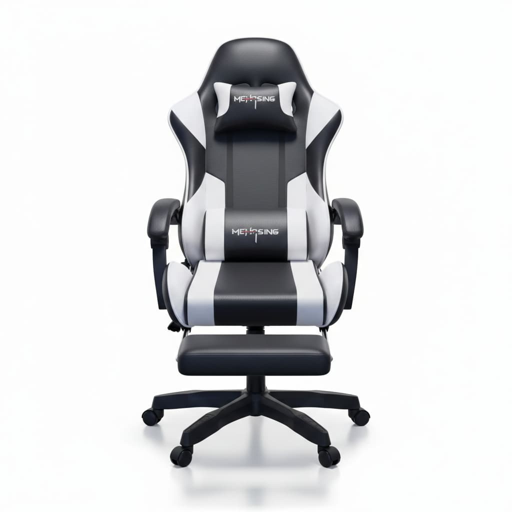 Cadeira Gamer Ergonômica Preta e Branca com Apoio