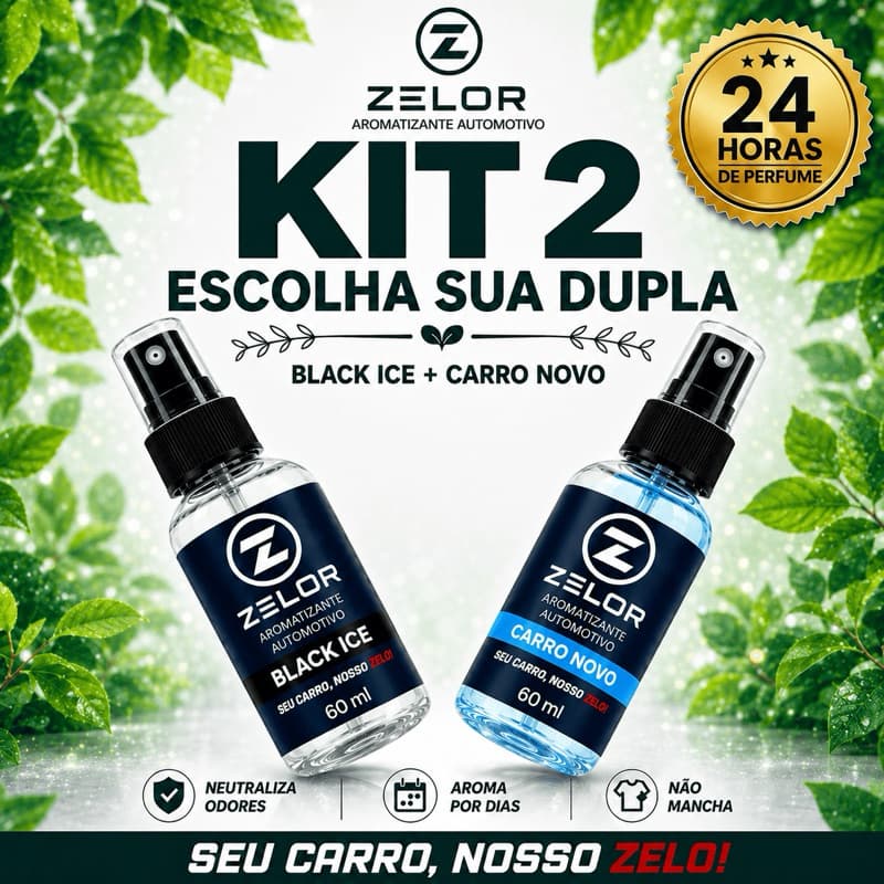Kit 2 Aromatizante Automotivo Spray 60ml Zelor Cheirinho Carro Motorista Uber 99 Perfume Concentrado Longa Duração