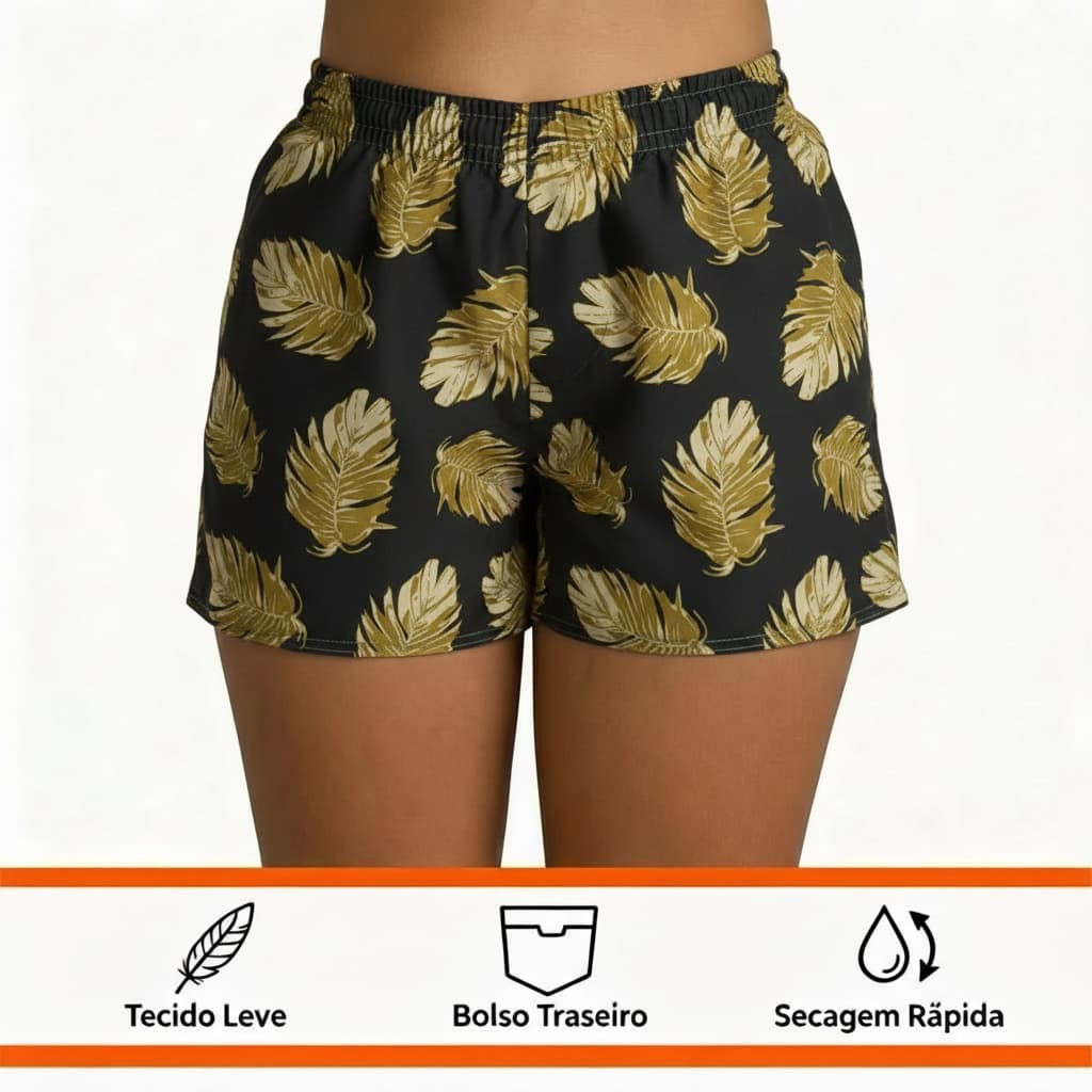 Kit Short Tactel Feminino Estampado Shortinho Praia Piscina Look Perfeito