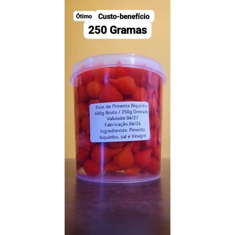 Pimenta 🌶️ Biquinho Pote 1x450g Bruto, .Drenado 250G.