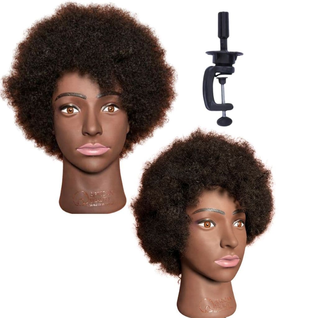 Cabeça de Treino Profissional Cabelo Afro 100% Humano Natural Para Penteados E Suporte