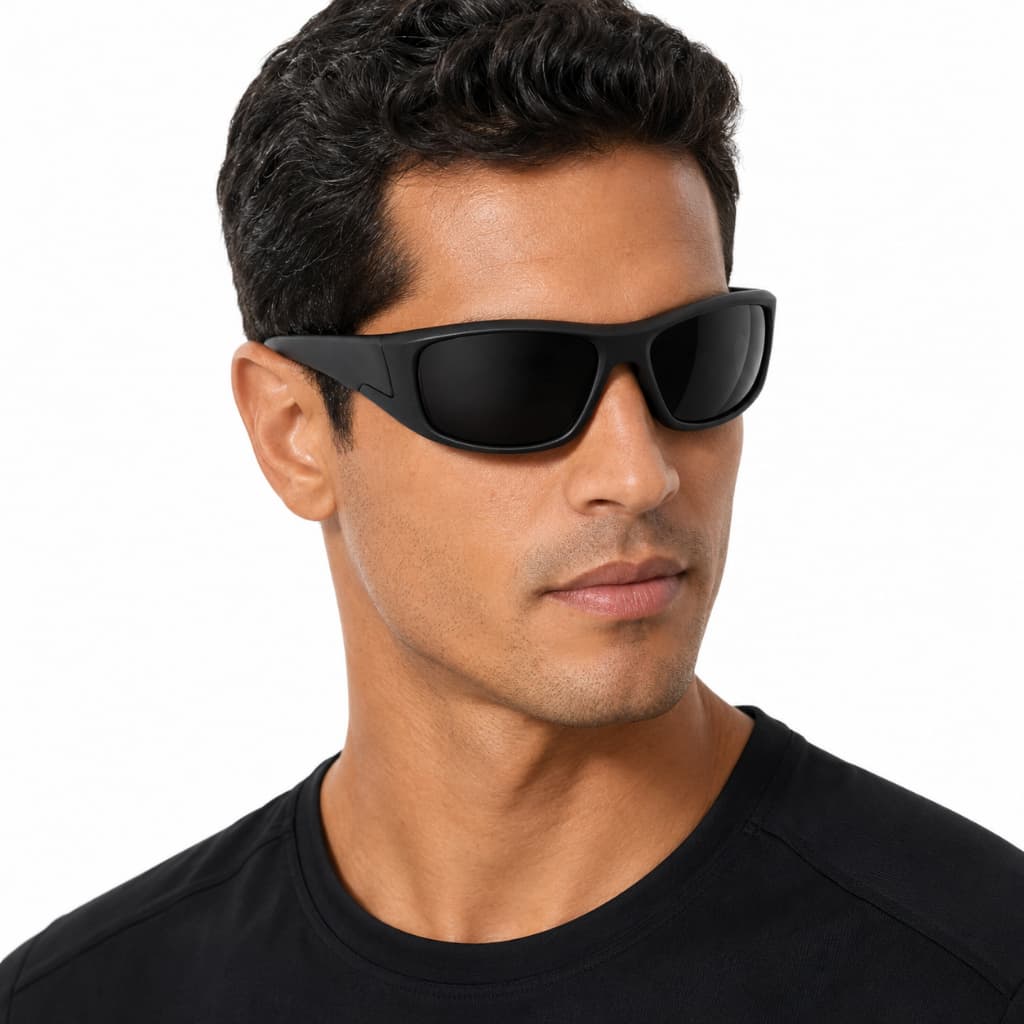 Óculos Escuros Polarizado UV400 Esportivo Unissex Preto para Dirigir Pesca Praia e Uso Diário