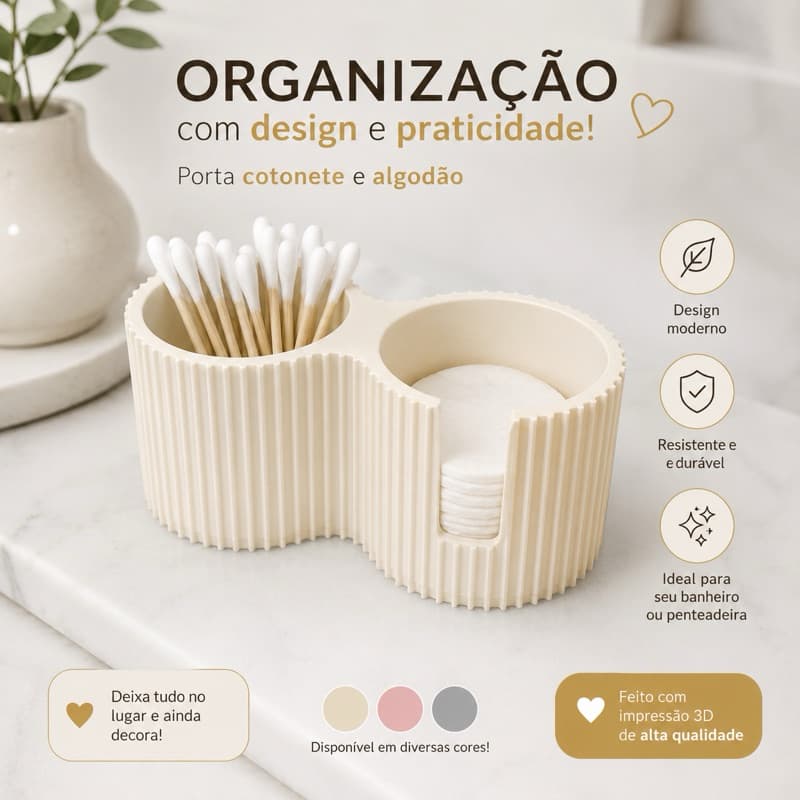 Organizador Porta Cotonetes Porta Algodão Porta Pincel Banheiro