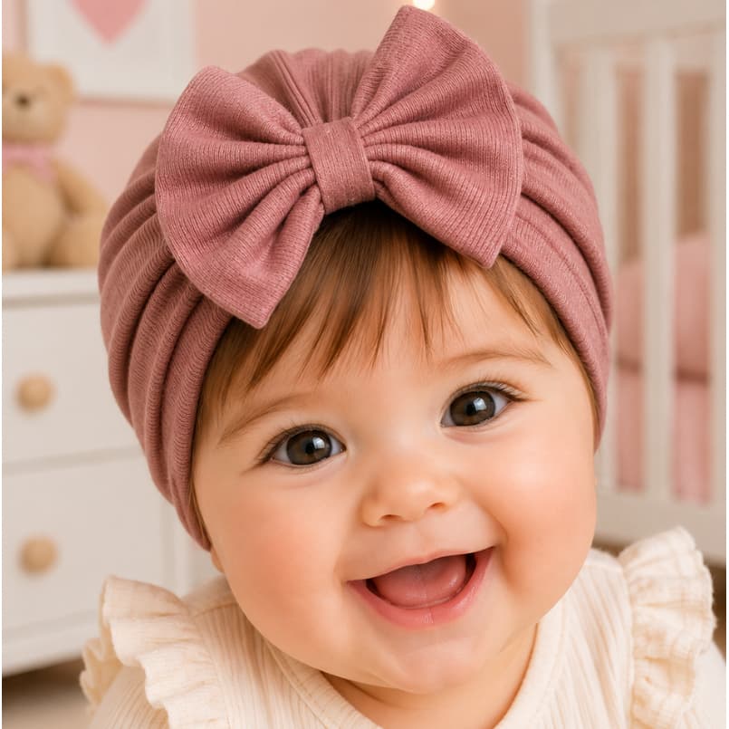 Touca Turbante Com Lacinho Para Bebê Menina Várias Cores