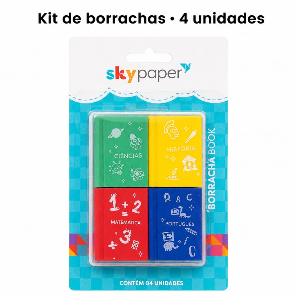 Kit com 4 Borrachas em formato de livros - SkyPaper - 4 livros Professores