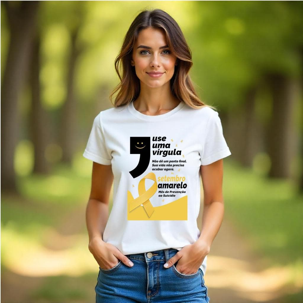 Bella Gis Camiseta Personalizada Campanha Contra o Suicídio Setembro Amarelo Você Não esta Sozinho