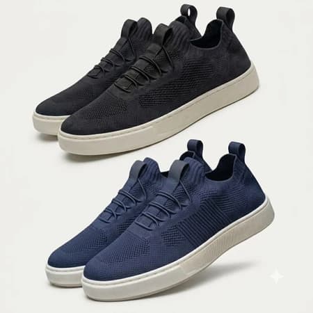 Kit 2 Pares Tênis Masculino Knit Social Leve Confortável Elegante Estiloso