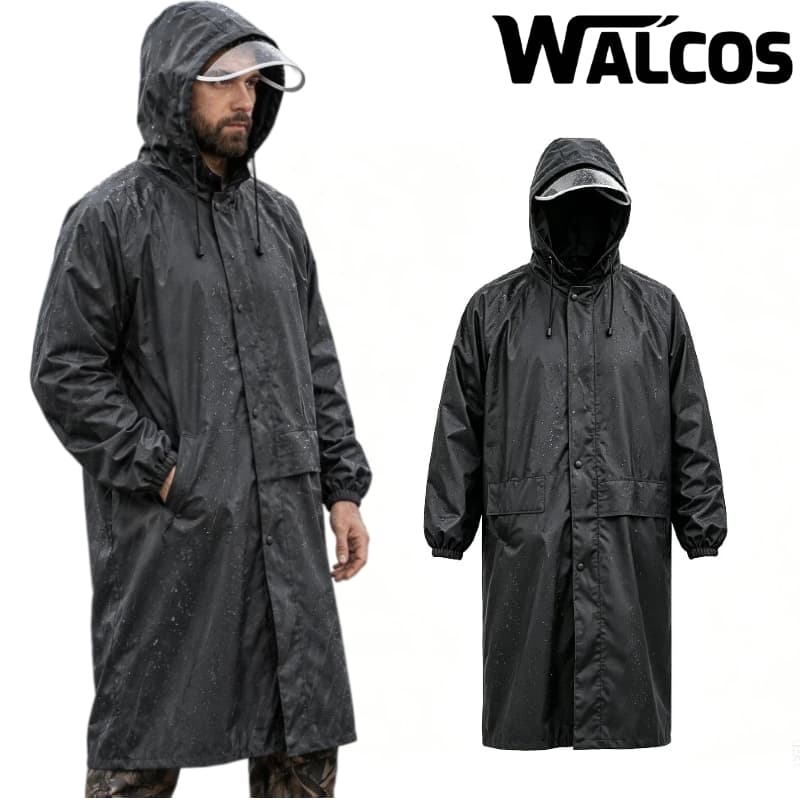Capa de Chuva Longa Oxford, Peça Única com Capuz Reforçado e Forro – Proteção Total para Uso Diário