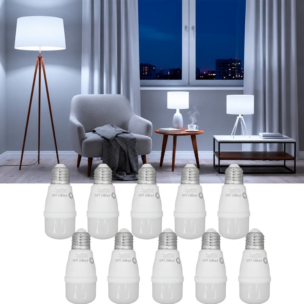 Kit 10 Lâmpadas LED 9W Bulbo E27 Bivolt 6500K Branco Frio Econômica Alta Luminosidade Casa Quarto Cozinha