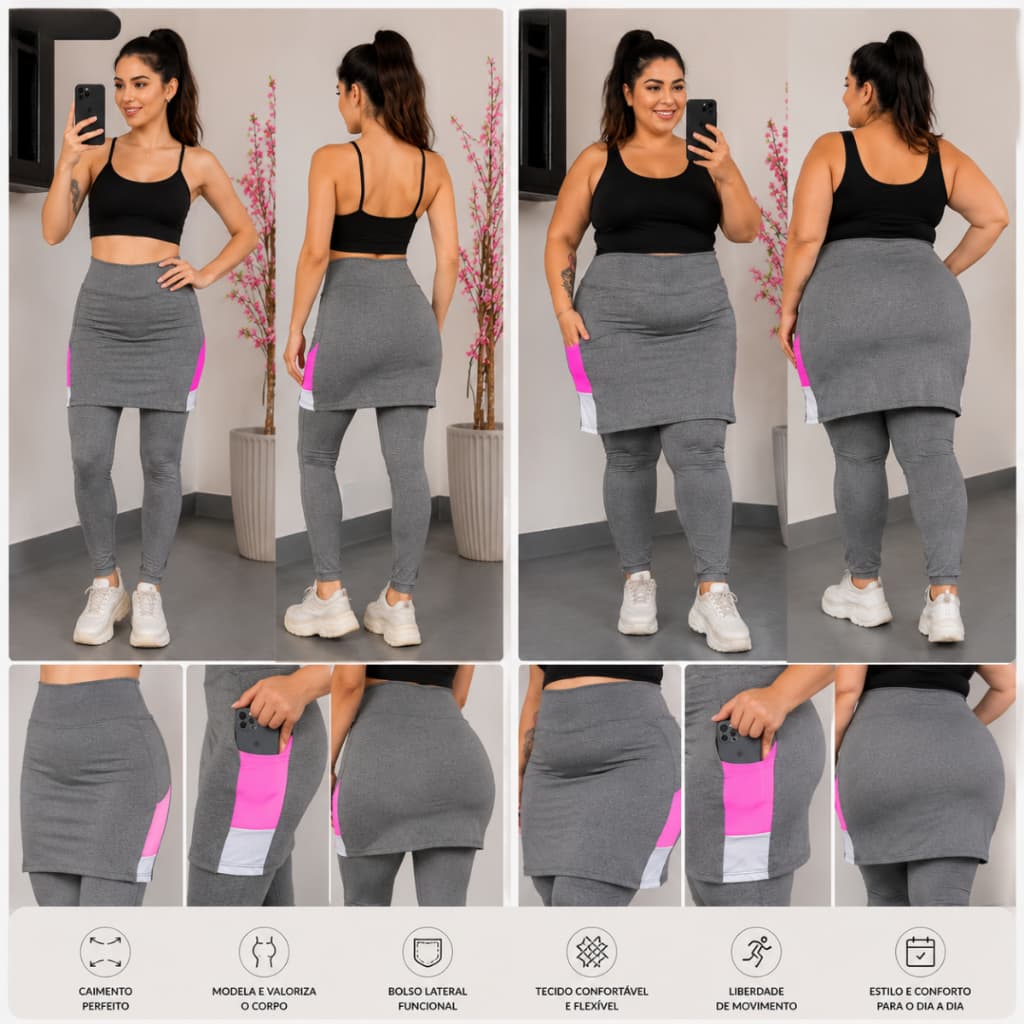 Calça Legging Saia Evangélica Academia Fitness Dia a Dia Fitness Caminhada Do M ao G3 Do 36 ao 50