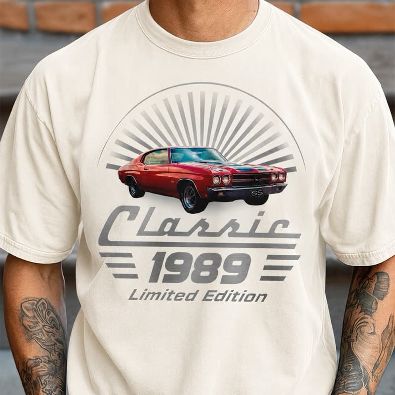 Camiseta T-Shirt Masculina Classic 1989 Carro Vintage Estampa Automotiva Premium 100% Algodão Oversized Casual