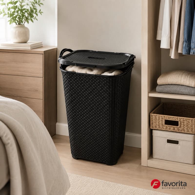 Cesto Rattan 50Lts Com Tampa TOY 25665