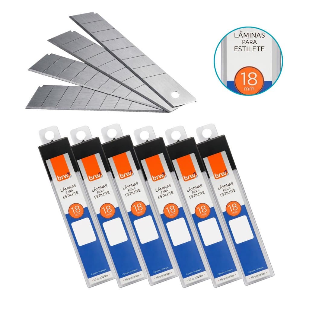Kit 100 Lâminas Premium de Aço 18mm para Estilete Largo, Reposição e Corte Manual