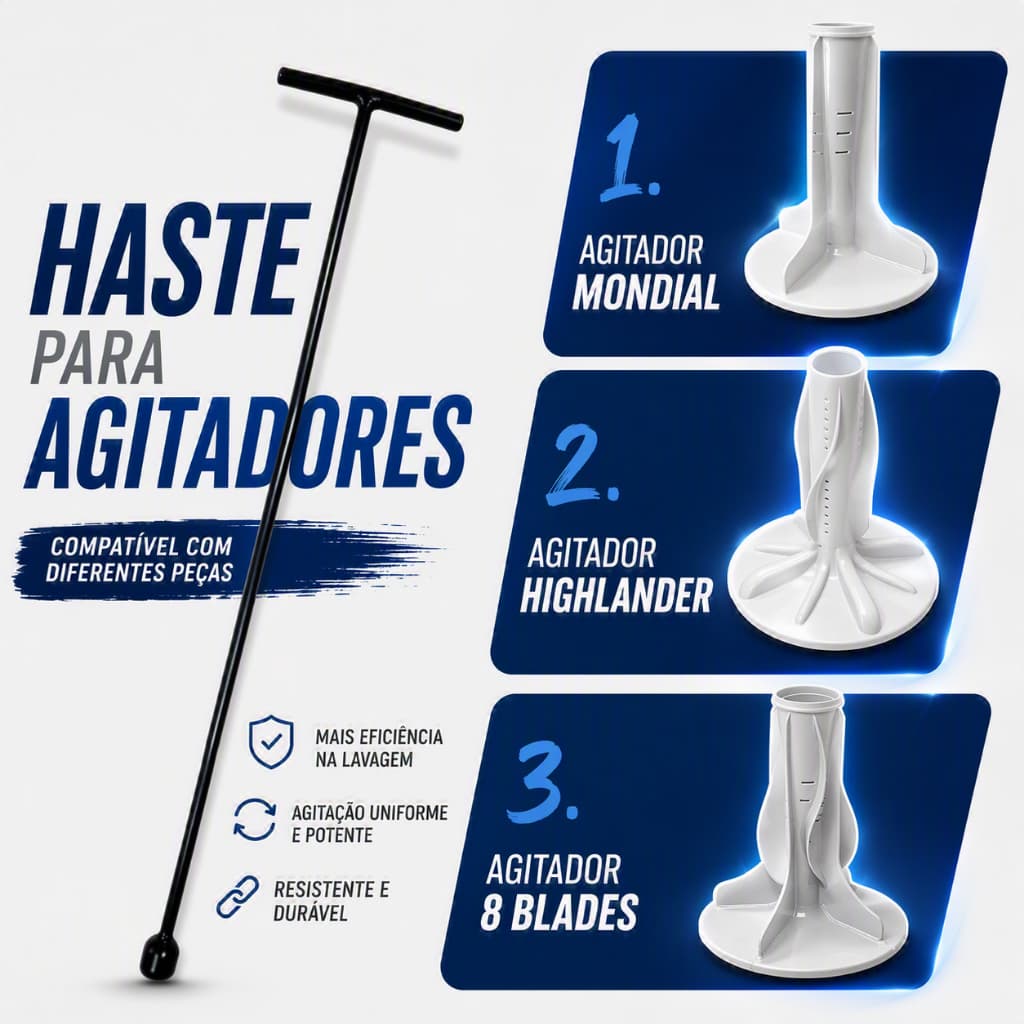 Chave T Longa 10mm Agitador - Resistente e Durável para Lavadoras