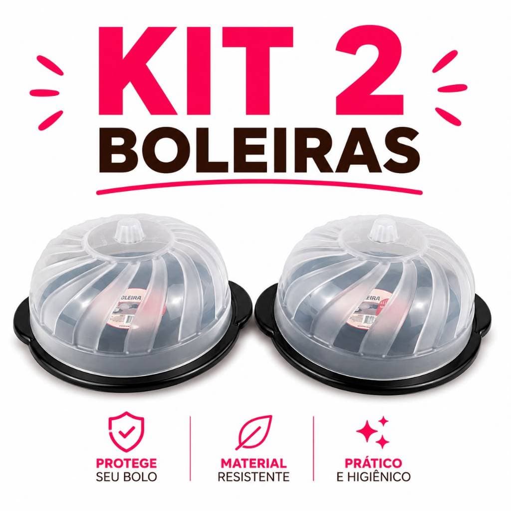 Kit 2 Boleiras Com Tampa Porta Bolo Redonda Transparente Resistente Para Bolos e Tortas