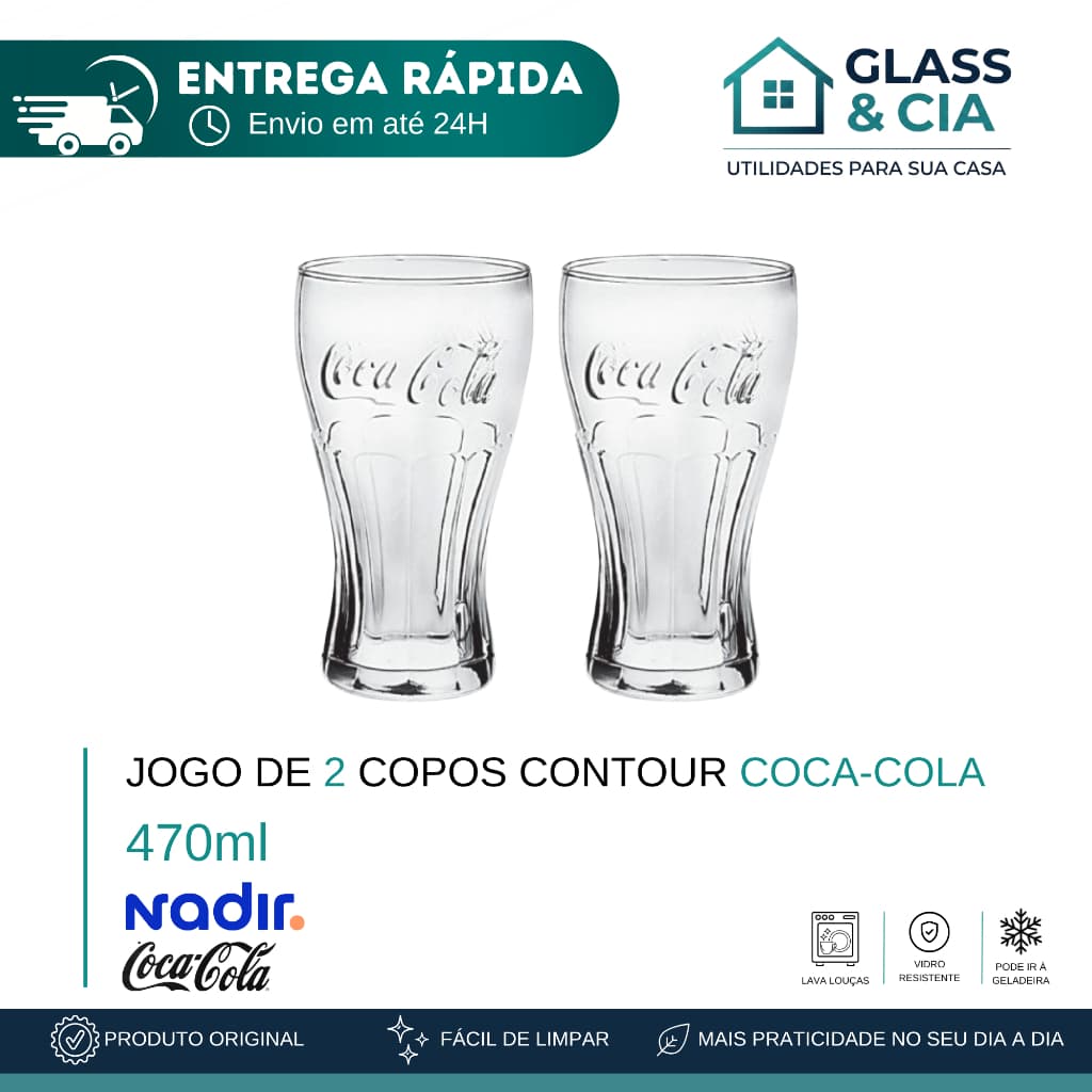 Jogo de 2 Copos Contour Coca-Cola 470ml