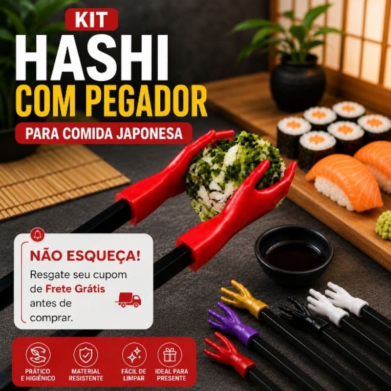 Kit 2 Pauzinhos estilo Retro Hash Hashi de Dedo  Auxiliar Pegador de Mãozinha Sushi Fácil Crianças Infantil