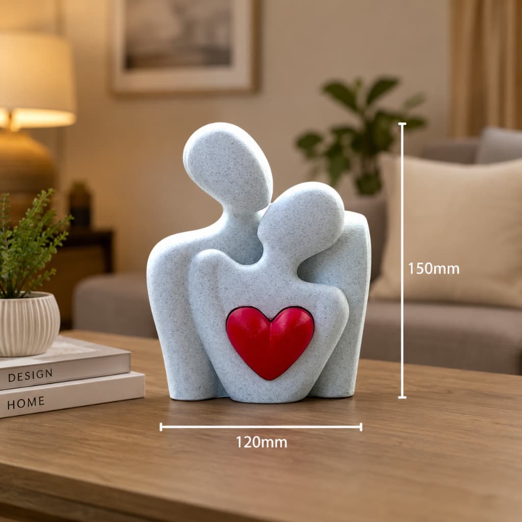 Escultura Família Pai, Mãe e Filho Efeito Mármore | Decoração Elegante em Impressão 3D
