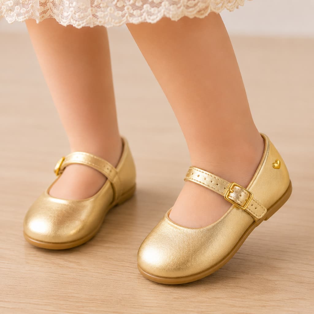 Sapatilha Infantil Feminina Sapatinho Rosa e Dourado Super Macio Confortável N° 19 AO 27