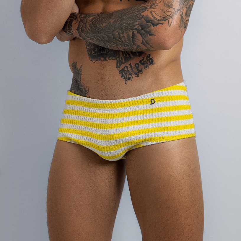 SUNGA MASCULINA TRADICIONAL DIABOY NATURAL CROCHÊ GIRASSOL