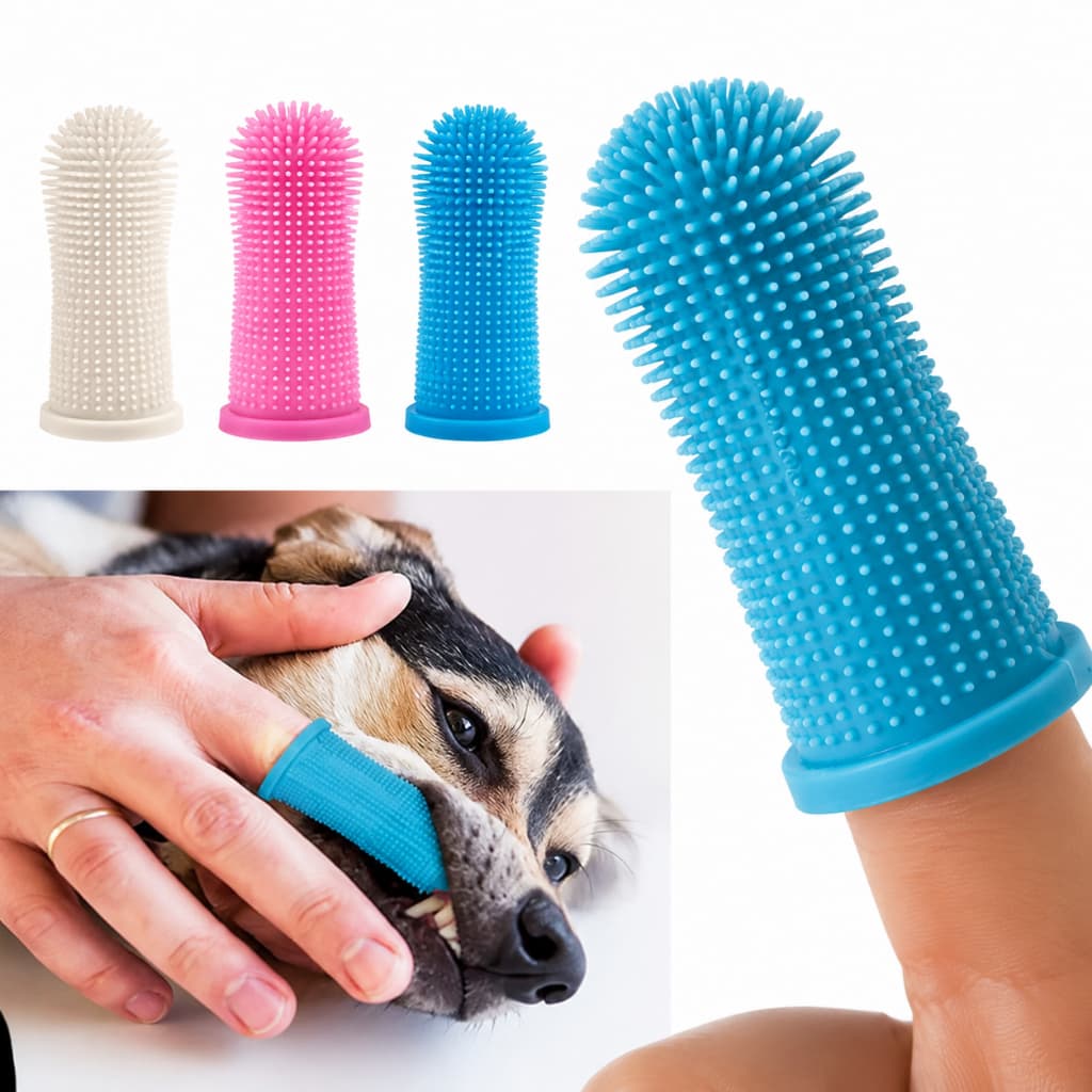 Escova de Dente Pet Silicone 360° para Cães e Gatos Higiene Bucal