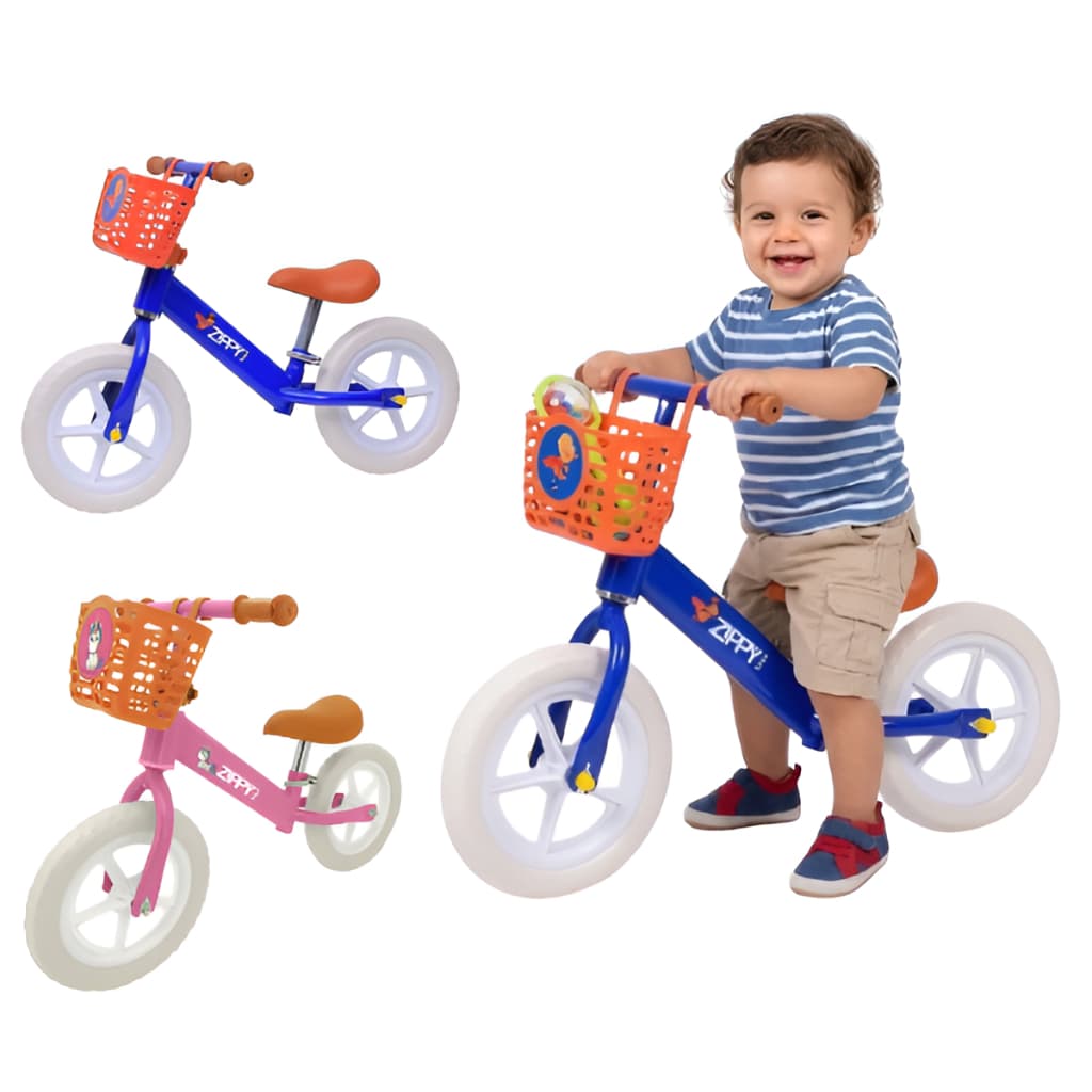 Bicicleta de Equilíbrio Infantil Sem Pedal duas rodas Aro 12 Suporta até 25kg Cestinha Zippy