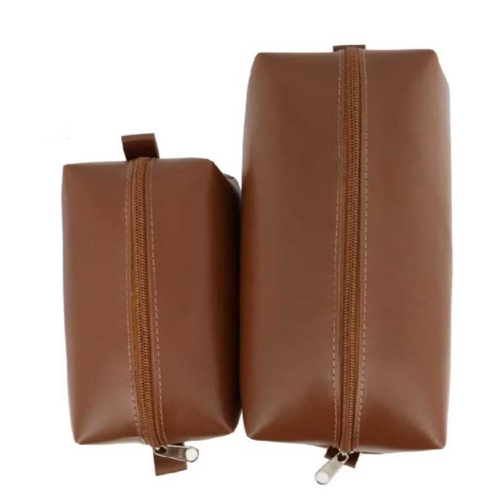 Kit Nécessaire Feminina Lisa de Tweed Com Zíper Ideal para viagens Passeio Lazer Organizaçao