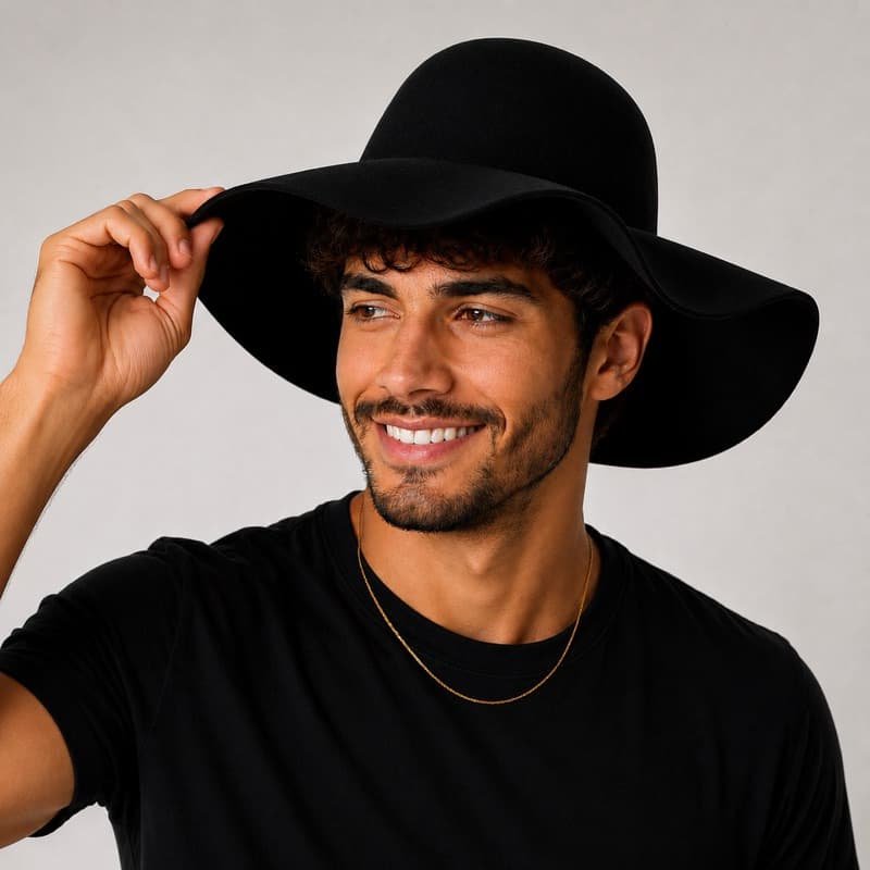 Chapéu Boné Cata Ovo Liso Caminhoneiro  Natanzinho Lima Unissex Novo Floppy Masculino Feminino Aba Larga Preto Feltro