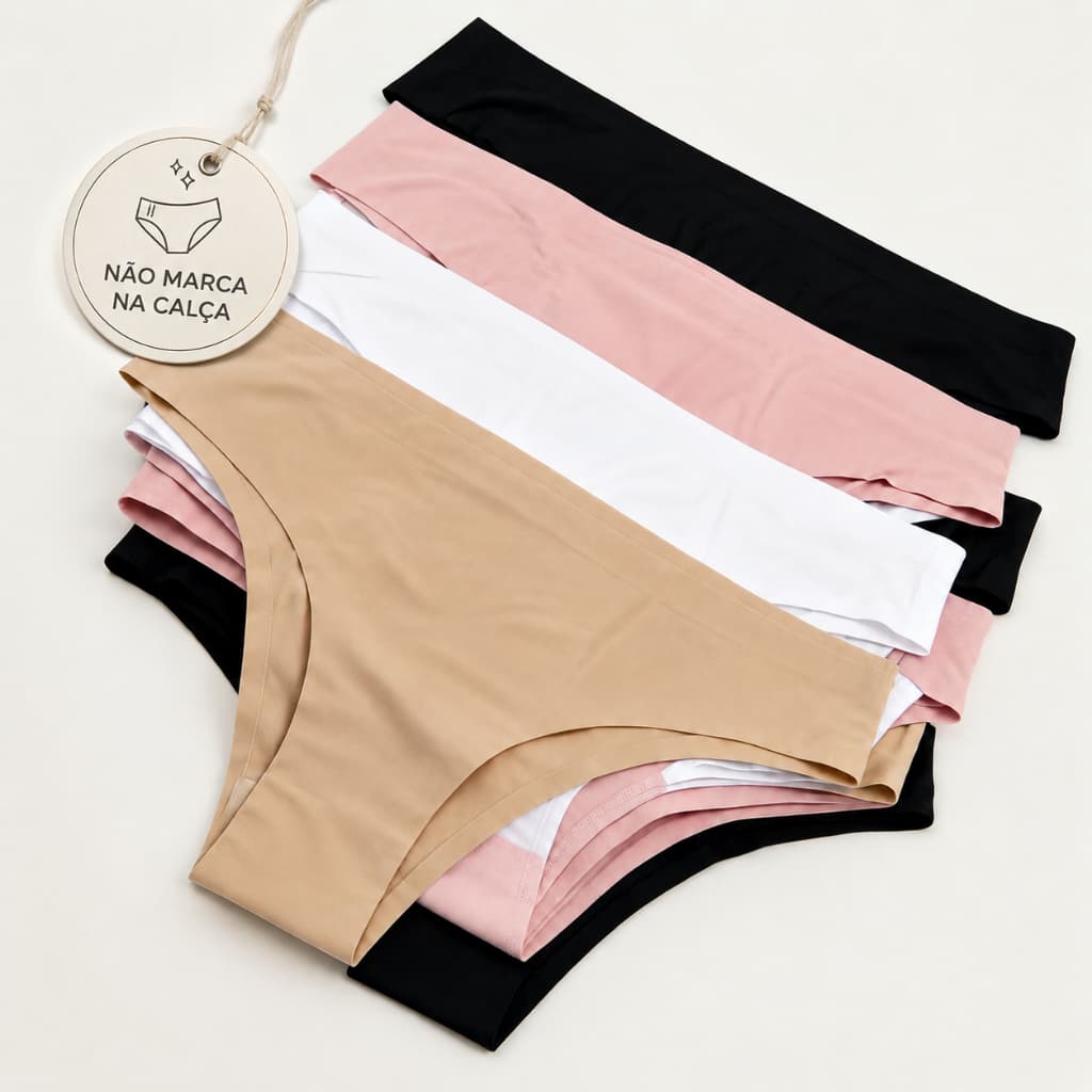 Kit de Calcinhas Femininas Tanga Sem Costura Corte a Laser com Forro – Conforto que Não Marca