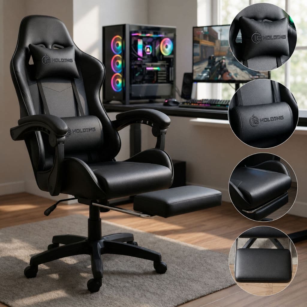 Cadeira Gamer Profissional Ergonômica Reclinável 150° Conforto Premium Suporta 120kg + Apoio Para Pés