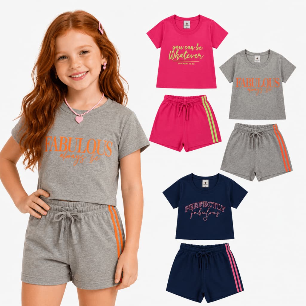 Conjunto Infantil Menina Infantil e Juvenil do 1 ao 14 anos | Conjunto Infantil para Menina Adolescente