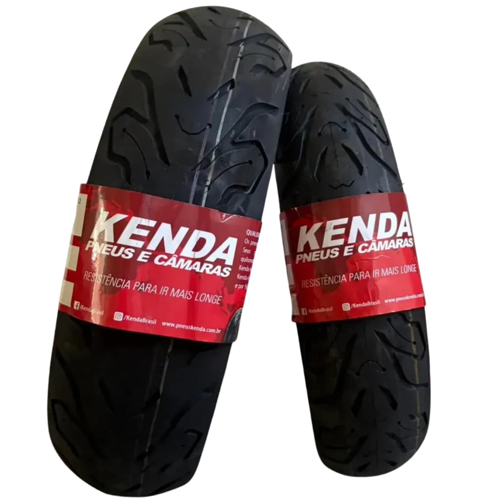 Par Pneu Scooter Burgman 90/90-10 + 100/90-10 Kenda K7033 Dianteiro e Traseiro