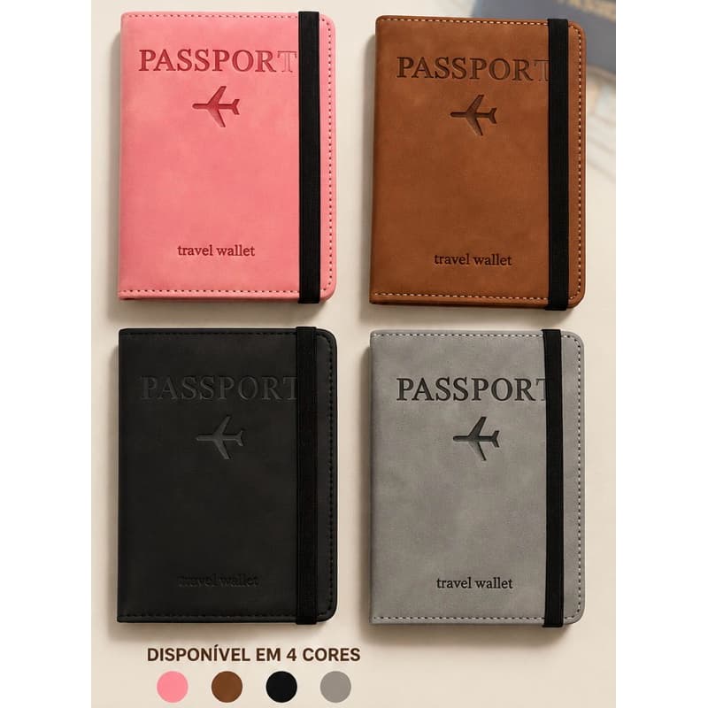 Carteira Porta Passaporte Documentos Viagem Alta Qualidade HXT de Couro.