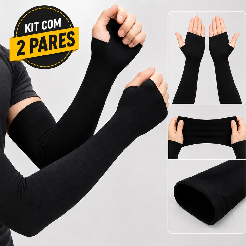 Kit 02 Pares Manguito Protetor Solar Uv Braço Moto Ciclismo Bike Esporte Ar Livre  Motorista Gamer