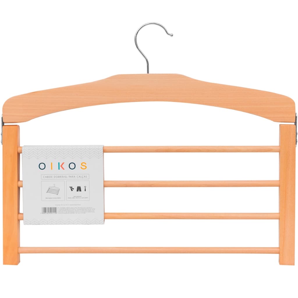 Cabide Madeira 4x1 Organizador Ganha Espaço Calças Roupas Vestido Multiuso Dobrável Guarda Roupa Closet Prático Dobrável